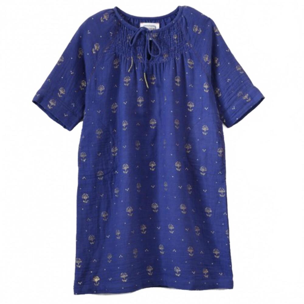 NEW BONHEUR DU JOUR girl's jaipur short sleeve dress in blue